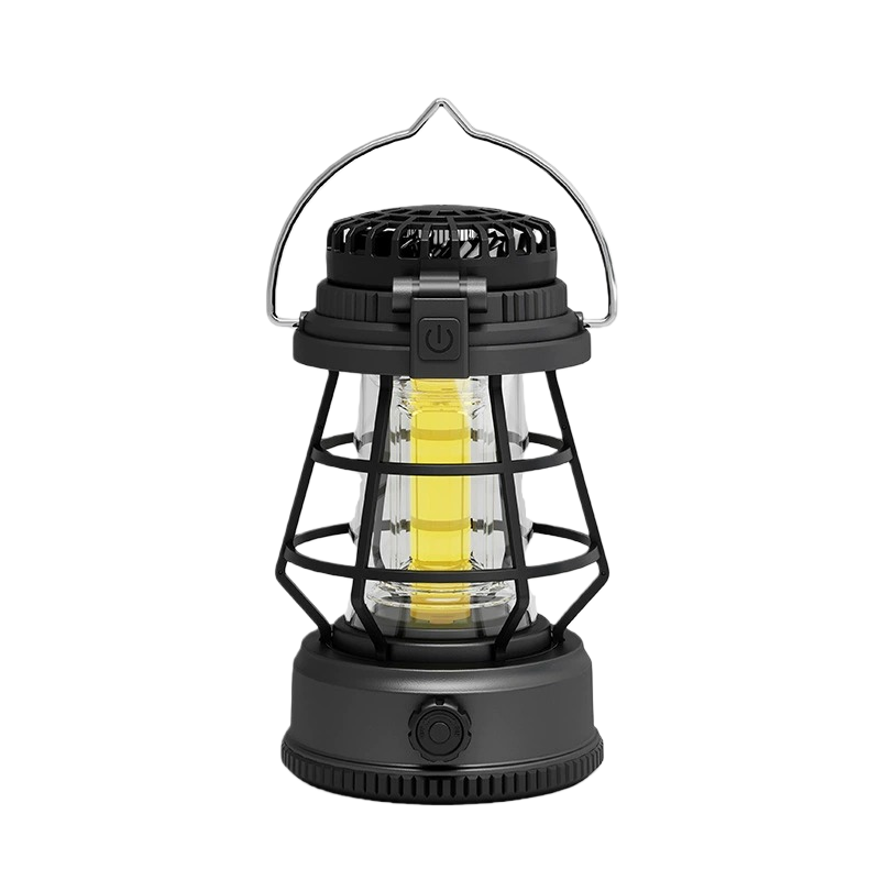 Portable Camping Fan Light Multi-Functional Outdoor Lantern with Ambient Lighting