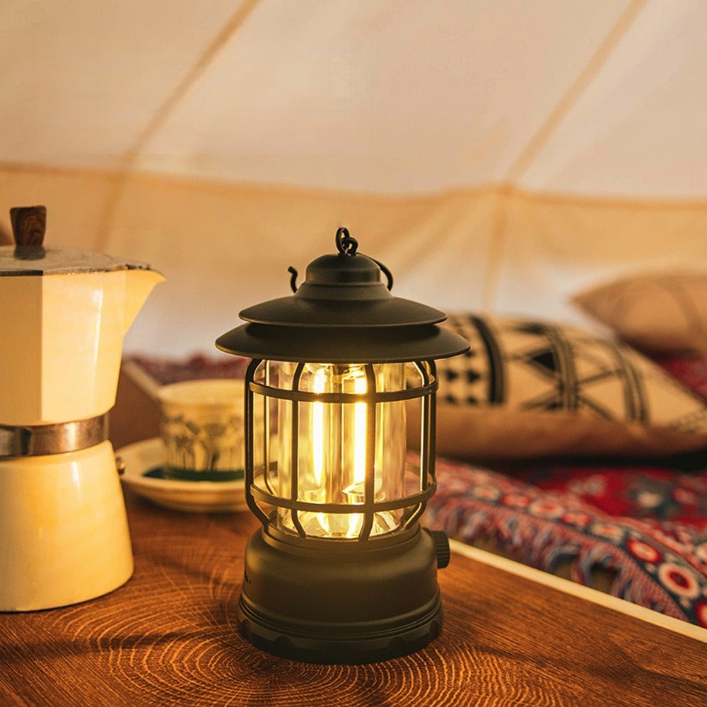 Portable LED Camping Lantern Rechargeable Retro Outdoor Tent Light